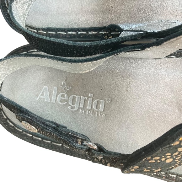 Algeria Verona-780 Black Metallic Two Strap w/Sling Back Leather Comfort Sandals - Picture 15 of 16